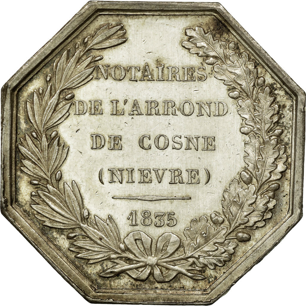 France, Token, Notaires de l'Arrondissement de Cosne, Nièvre, 1835, Caqué