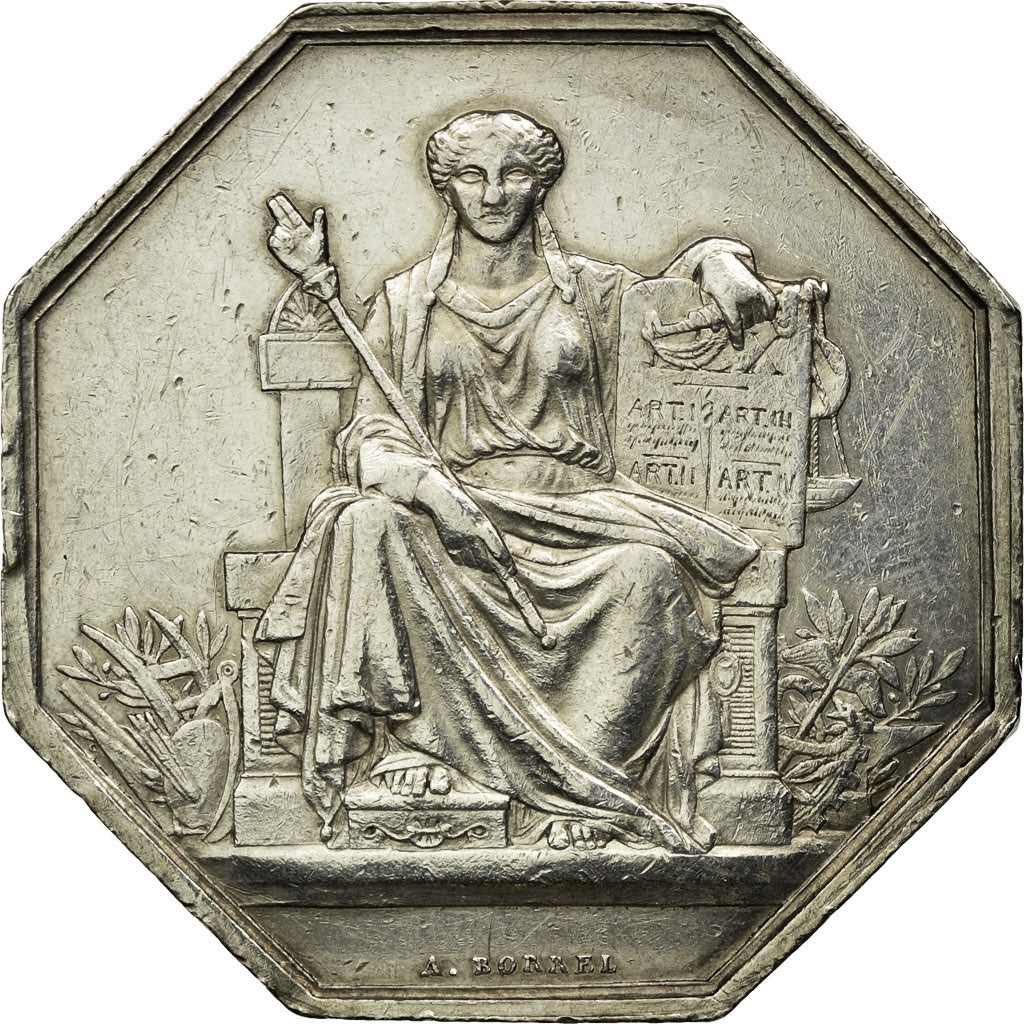 France, Token, Compagnie des Notaires de Paris, Borrel.A, AU(50-53), Silver