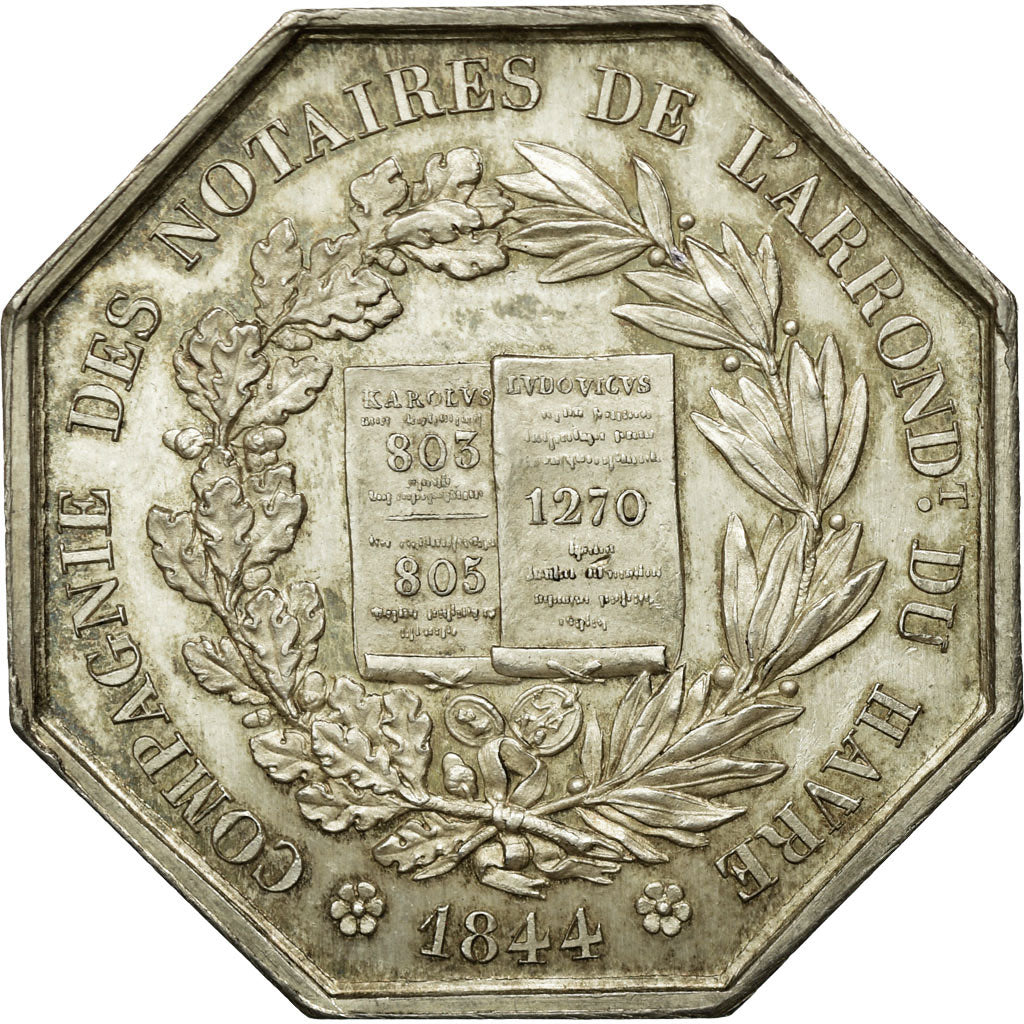 France, Jeton, Notaires de l'arrondissement du Havre, 1844, Dubois, SUP+