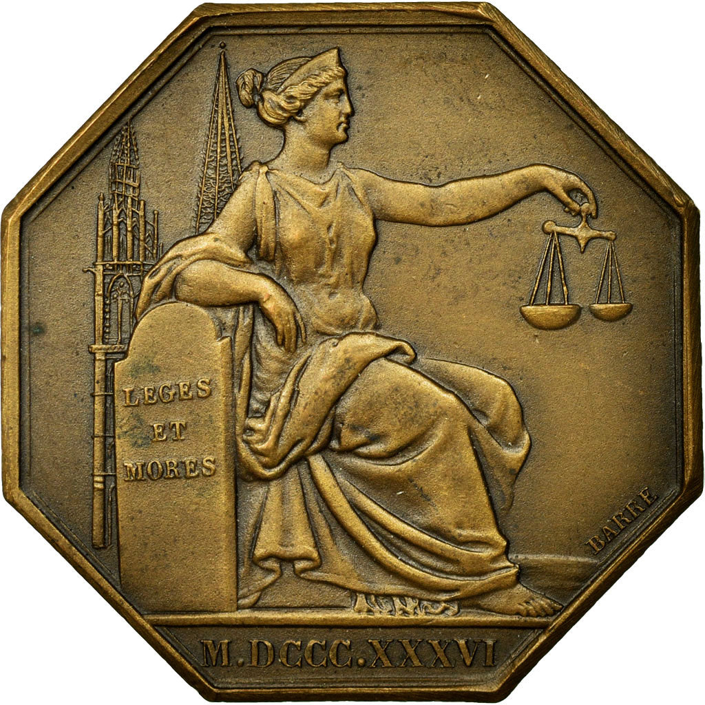France, Token, Compagnie des Notaires d'Eure et Loir, 1836, Barre, AU(55-58)