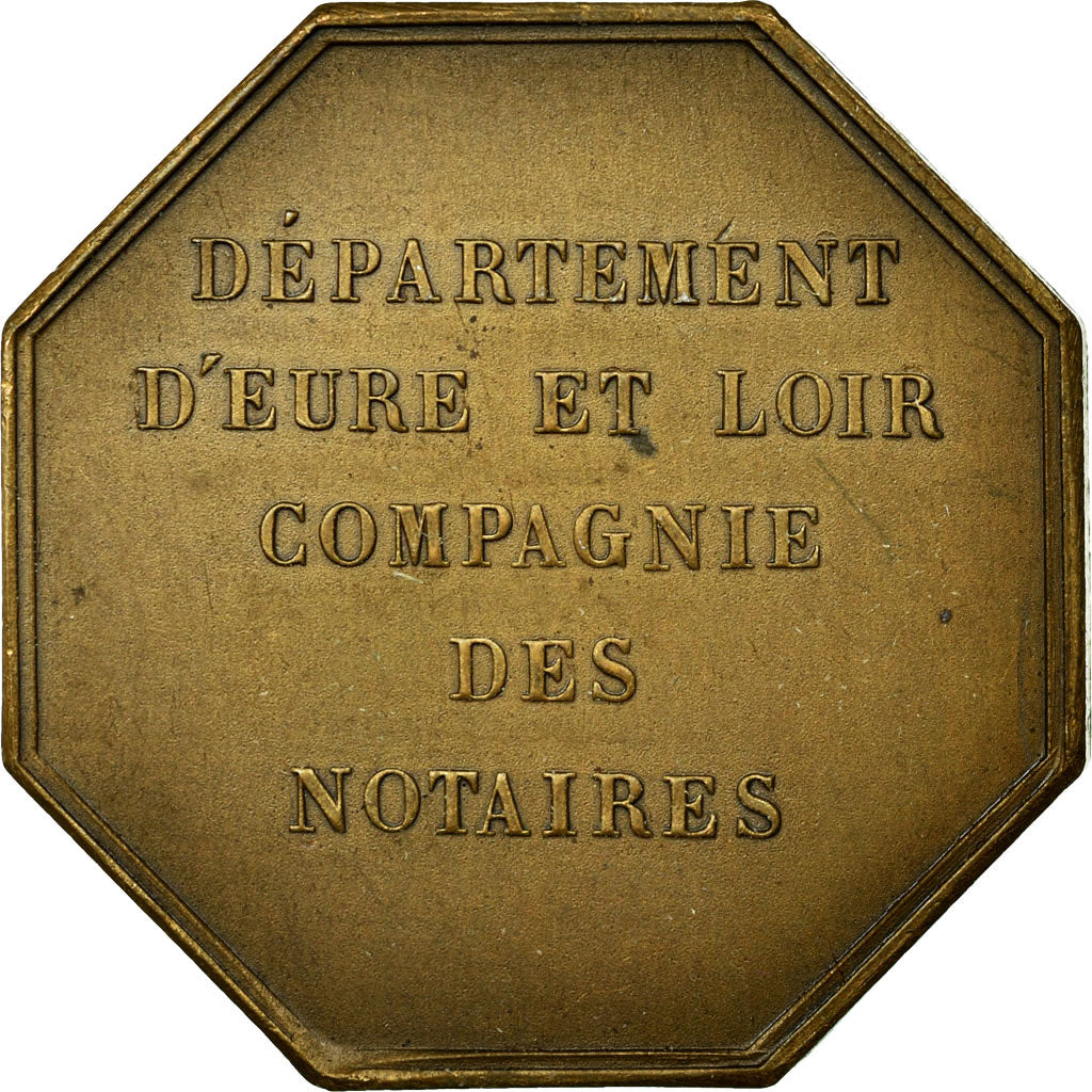 France, Token, Compagnie des Notaires d'Eure et Loir, 1836, Barre, AU(55-58)