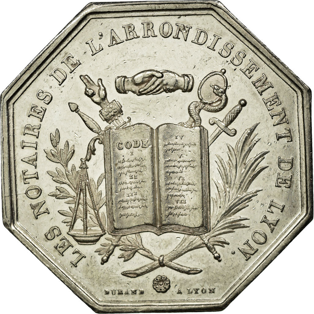 France, Token, Notaires de l'Arrondissement de Lyon, 1839, Durand, AU(55-58)