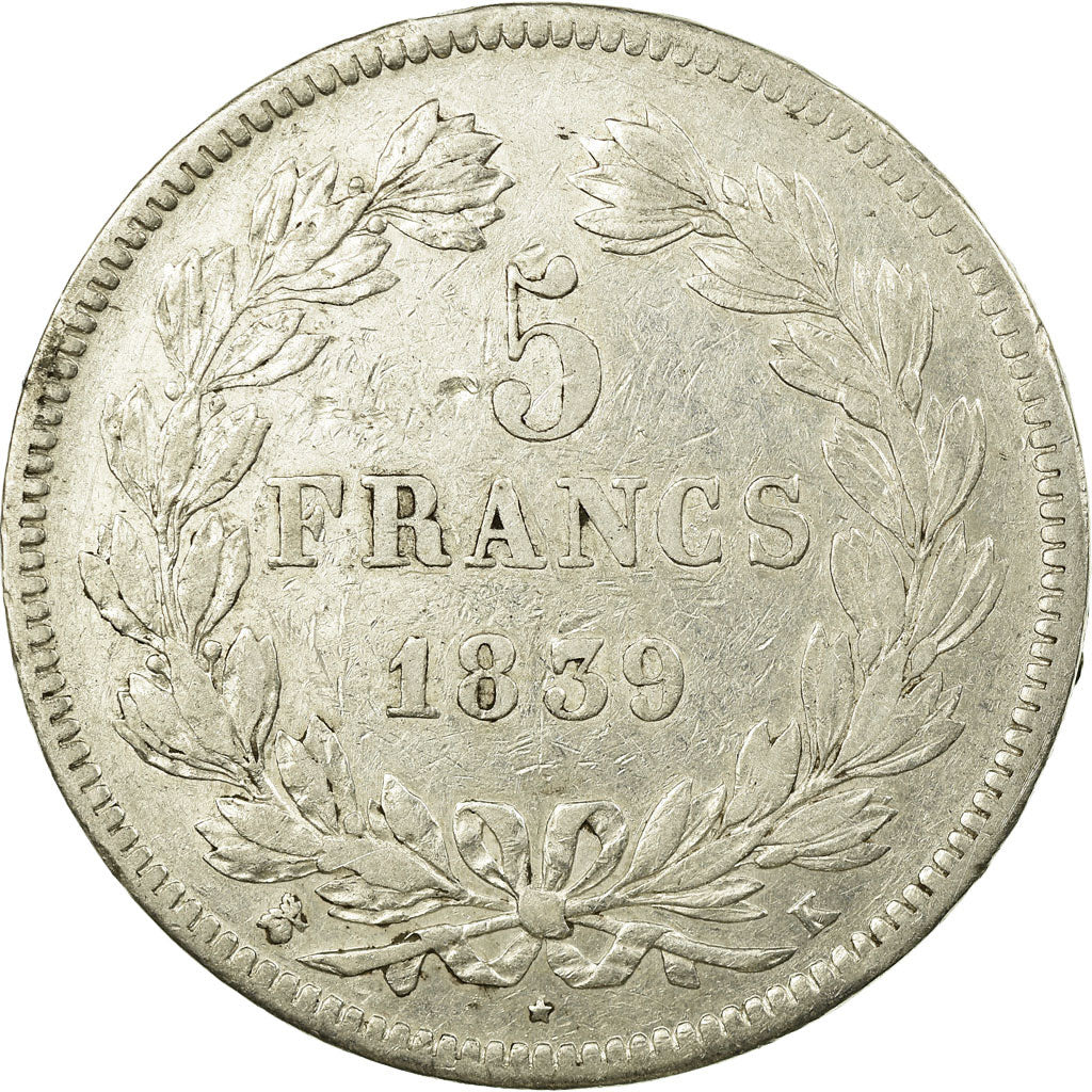 Moneta, Francia, Louis-Philippe, 5 Francs, 1839, Bordeaux, SPL-, Argento