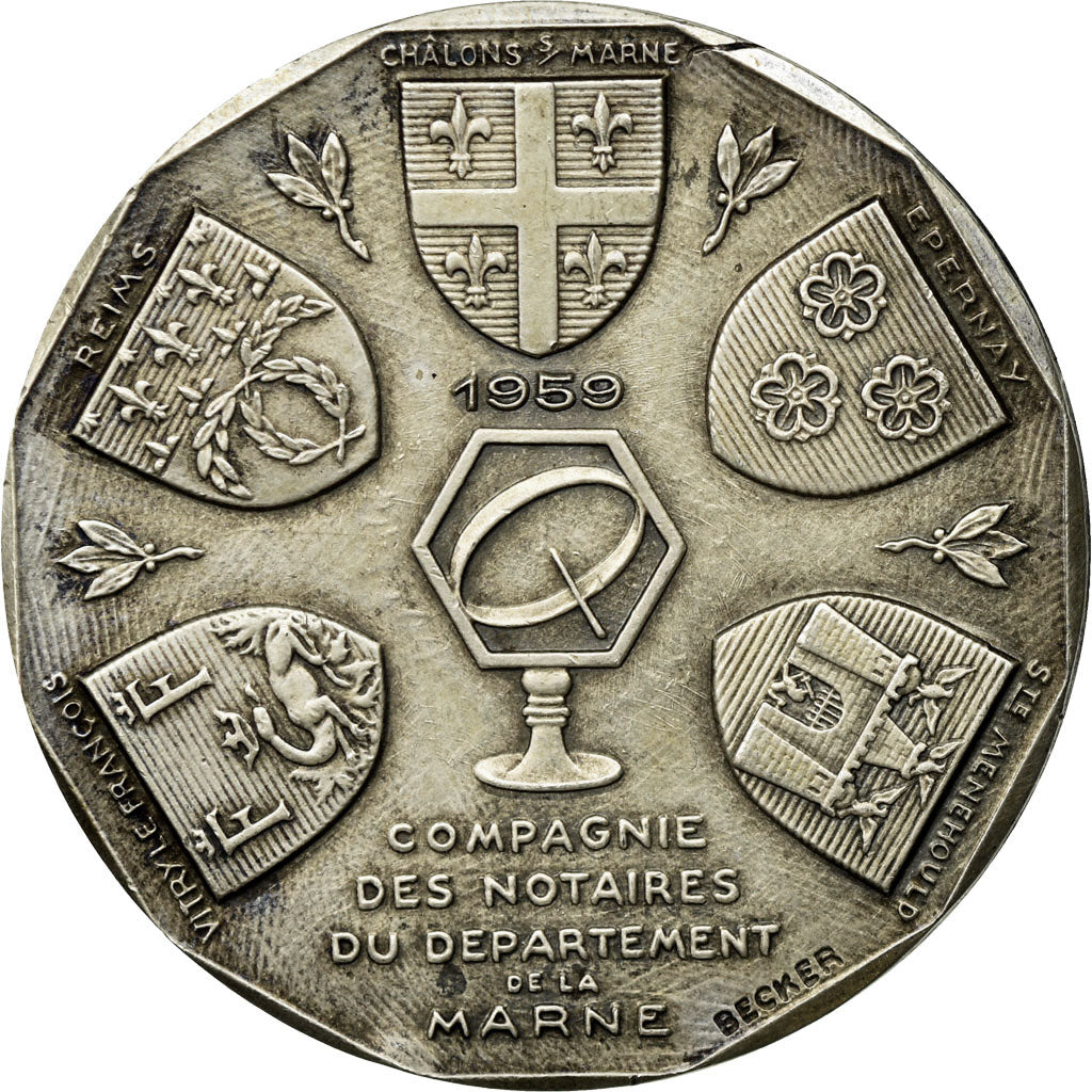 Frankreich, Token, Notaires du Département de la marne, 1959, Cochet, SS+