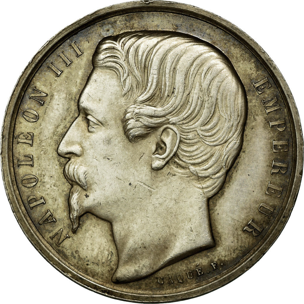 France, Jeton, Napoléon III, Notaires de Laon, 1854, Caqué, SUP, Argent