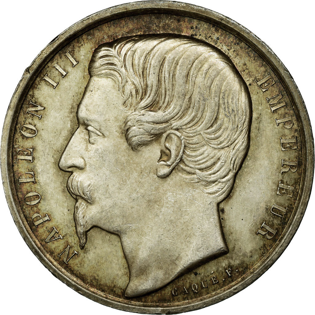 France, Token, Napoléon III, Notaires de Laon, 1854, Caqué, MS(60-62), Silver