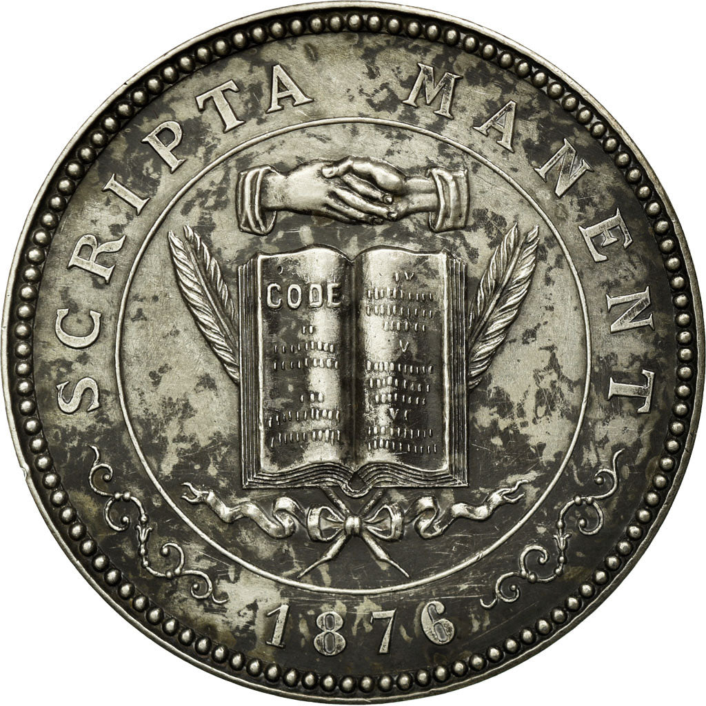 France, Jeton, Notaires de l'Arrondissement de Montbrison, 1876, SPL, Argent
