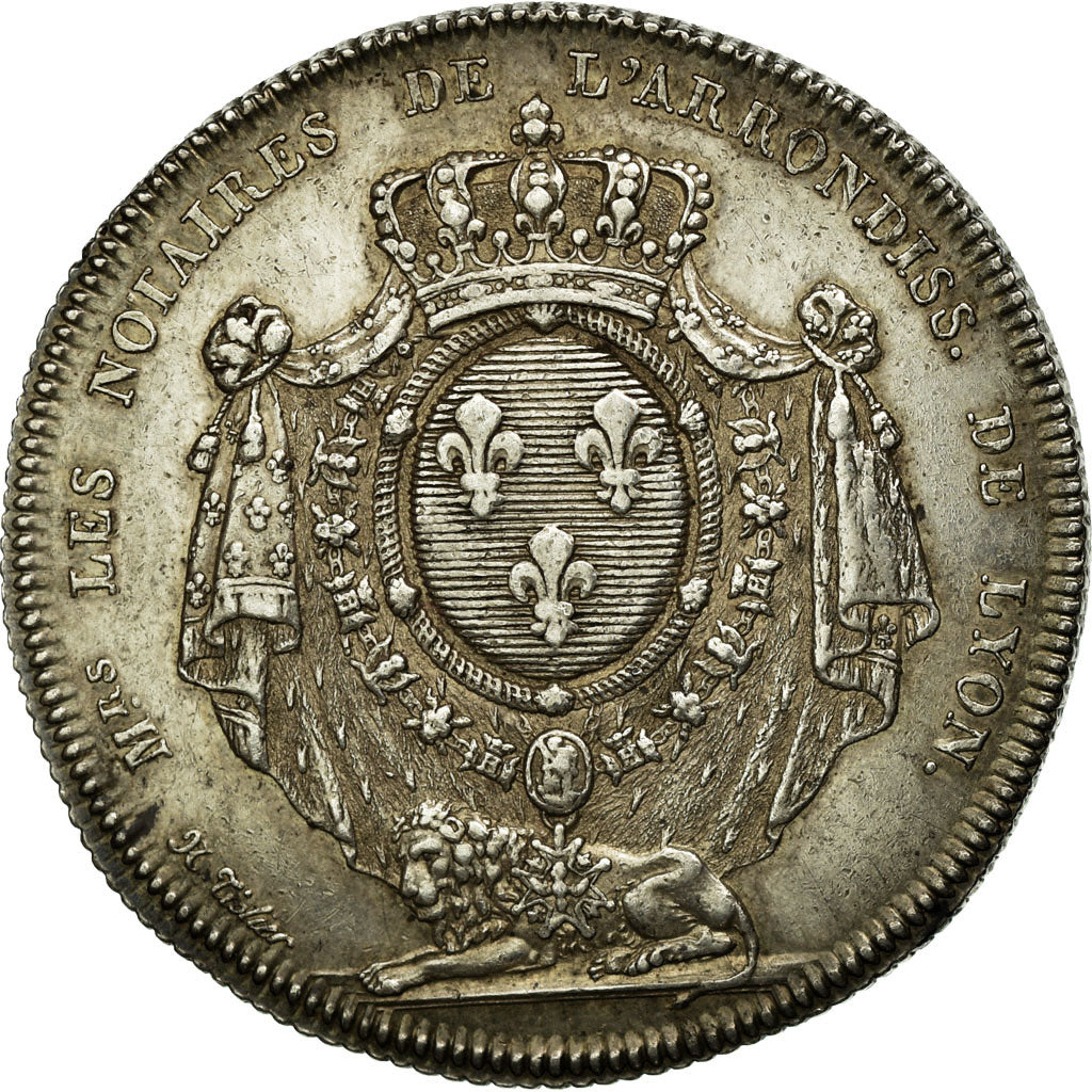 France, Token, Restauration, Notaires de Lyon, 1812, Tiolier, MS(60-62), Silver