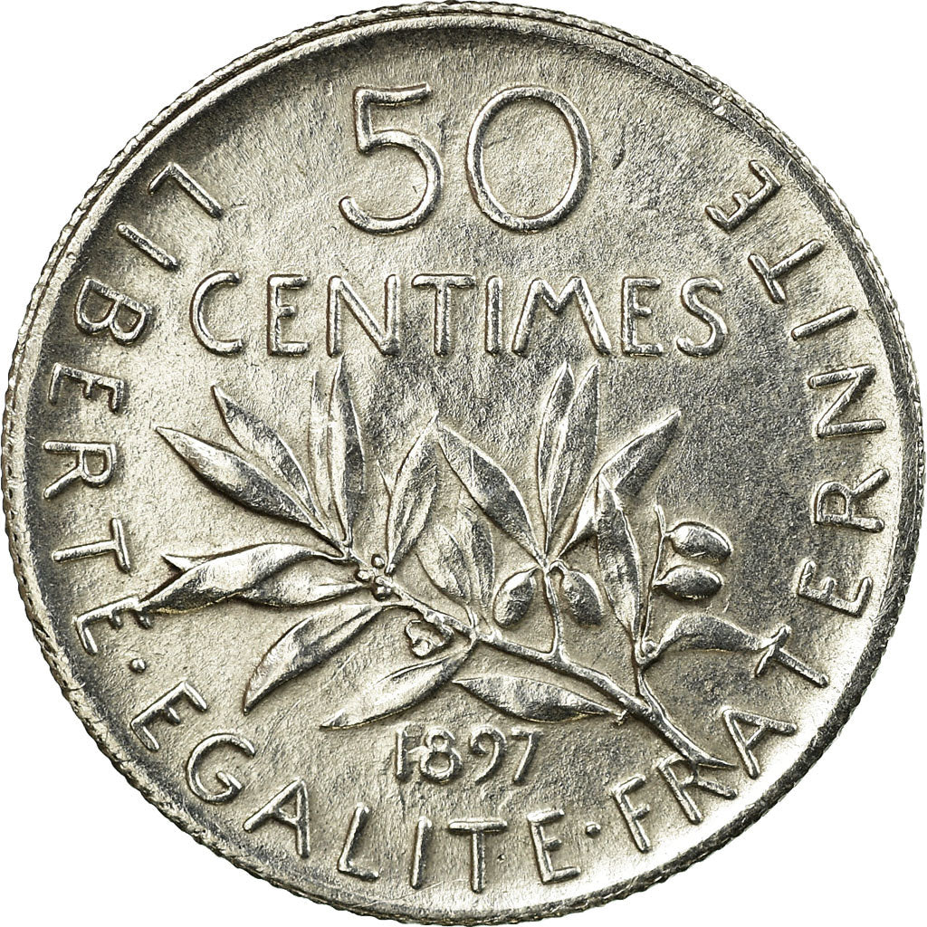 Moneta, Francja, Semeuse, 50 Centimes, 1897, Paris, MS(60-62), Srebro