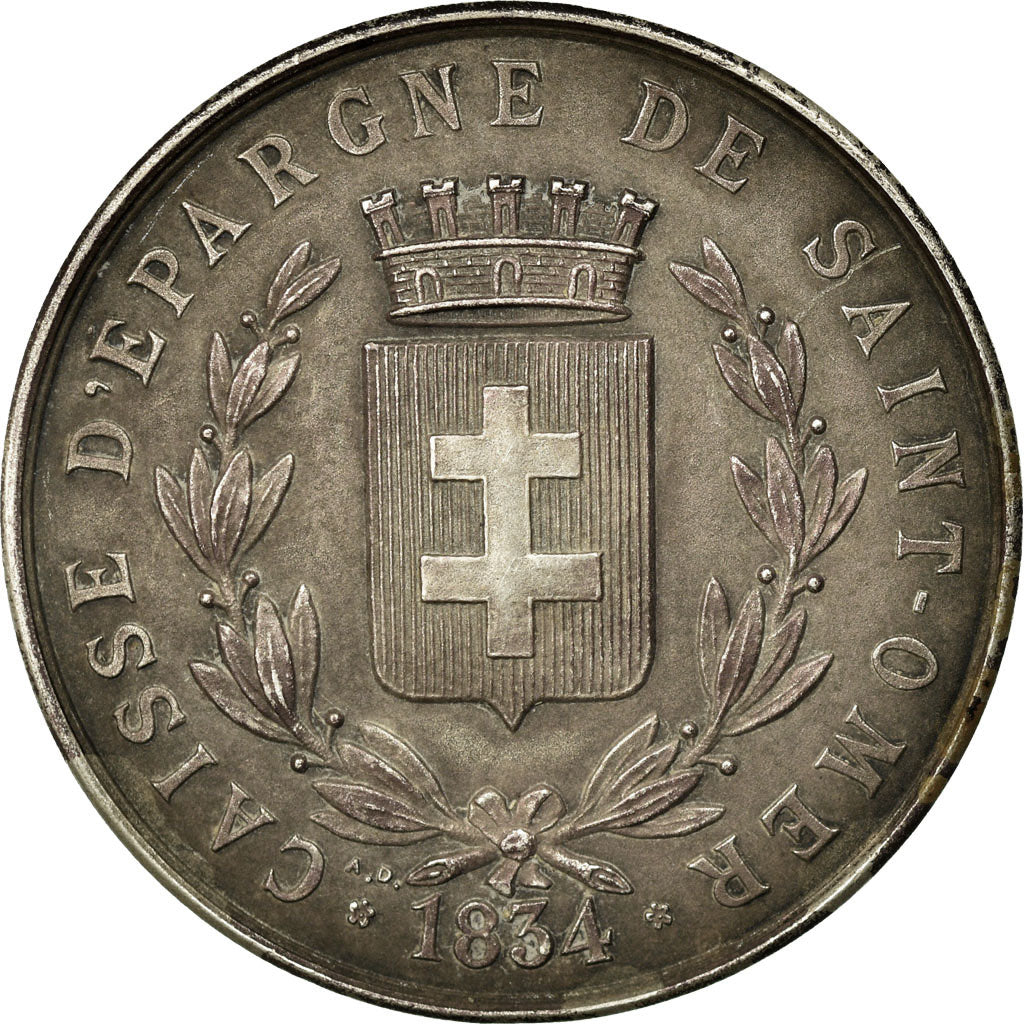 France, Médaille, Banque, Caisse d'Epargne de Saint-Omer, 1834, Dubois.H, SUP+
