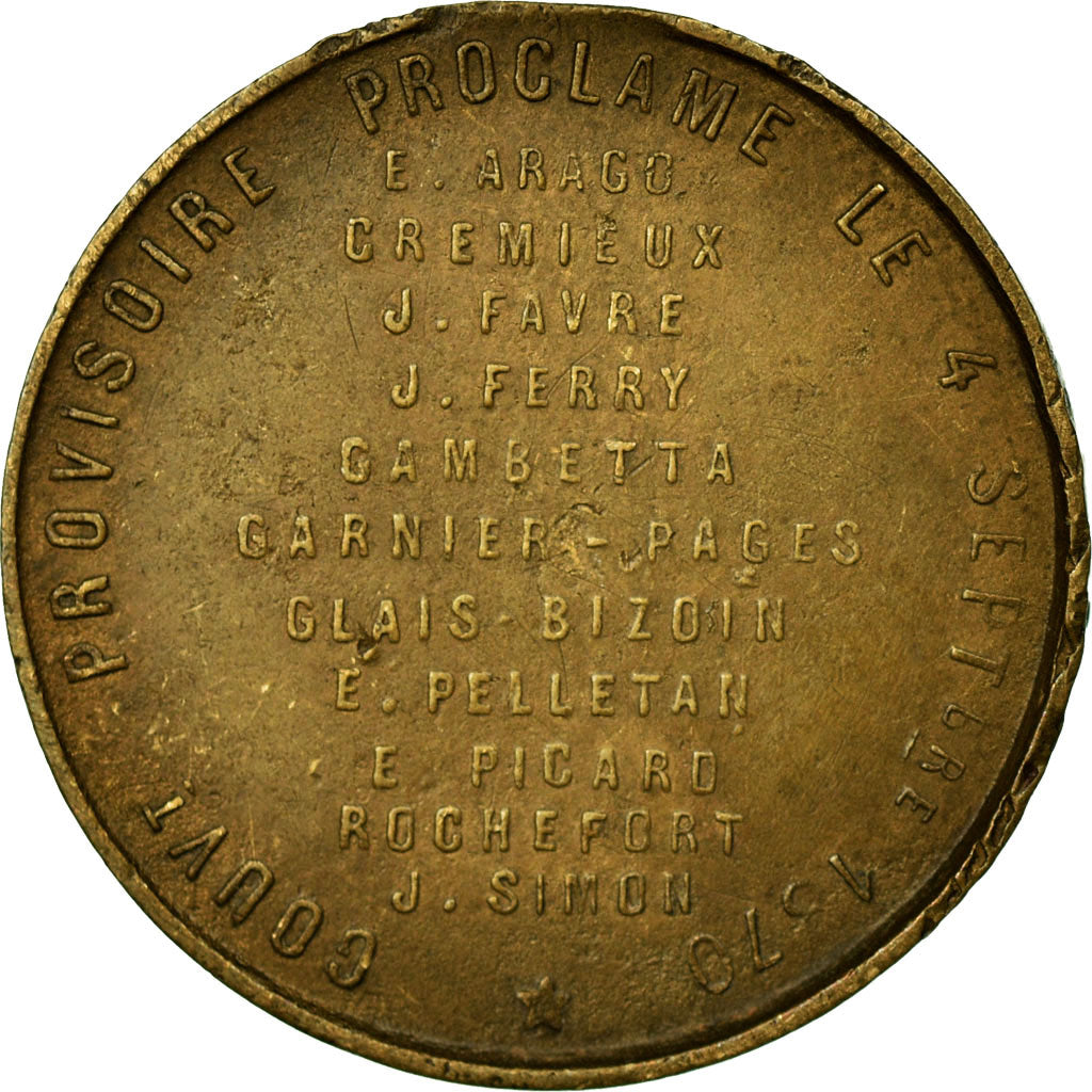 Frankrijk, Medaille, Troisième République, Gouvernement provisoire, 1870, FR+