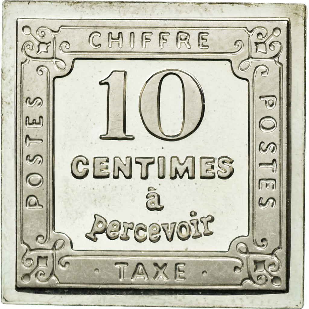 France, Medal, Timbre, 10 Centimes à Percevoir, MS(64), Silver