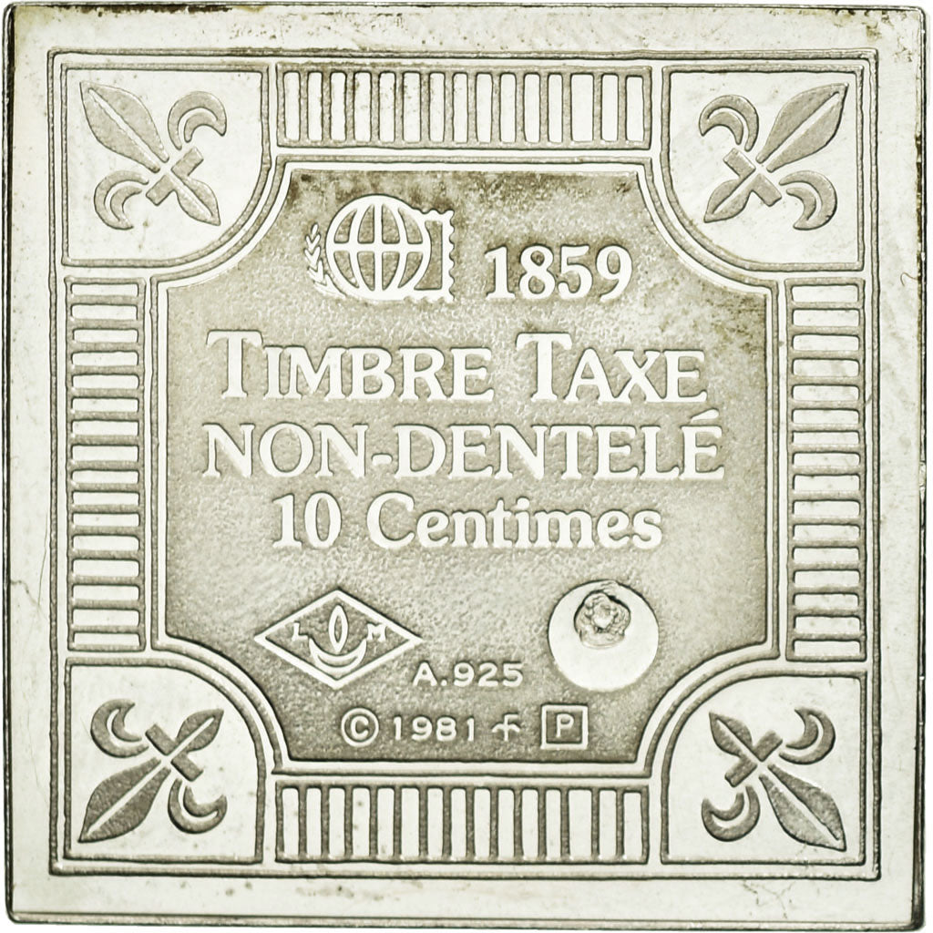 France, Medal, Timbre, 10 Centimes à Percevoir, MS(64), Silver