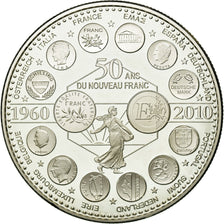 Francia, medalla, L'Europe des XXVII, 50 ans du nouveau Franc, 2010, SC+, Plata