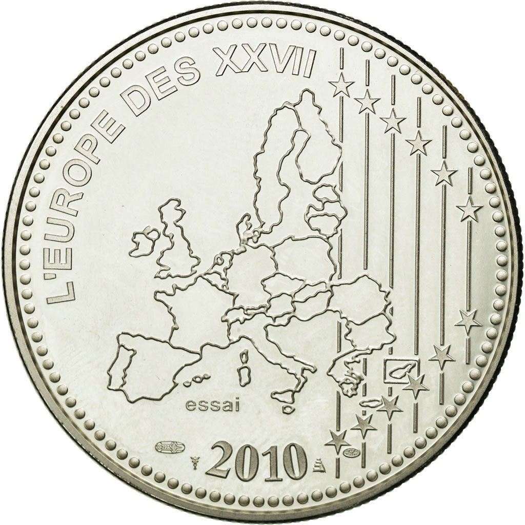 Francia, medalla, L'Europe des XXVII, 50 ans du nouveau Franc, 2010, SC+, Plata