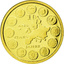 France, Medal, 10 ans de l'Euro, MS(65-70), Gold