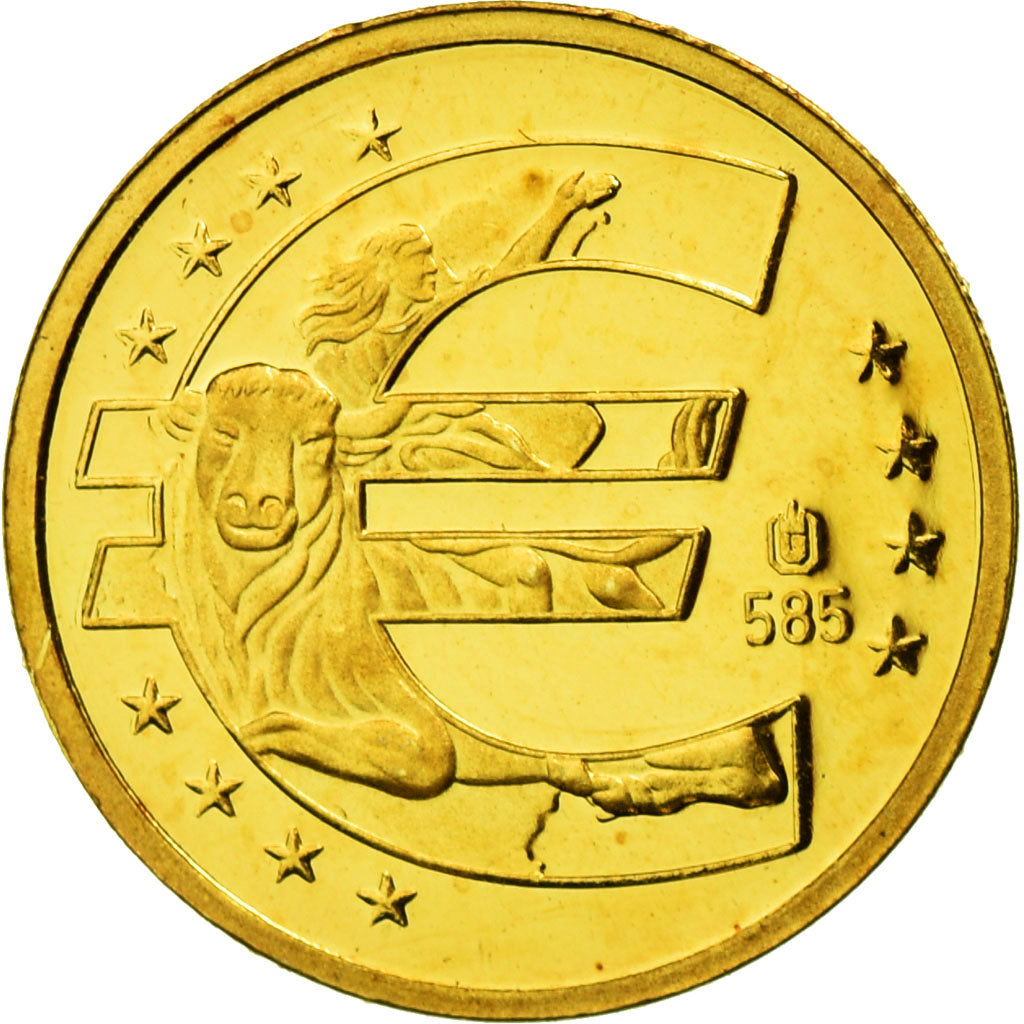 France, Medal, 10 ans de l'Euro, 2009, MS(65-70), Gold