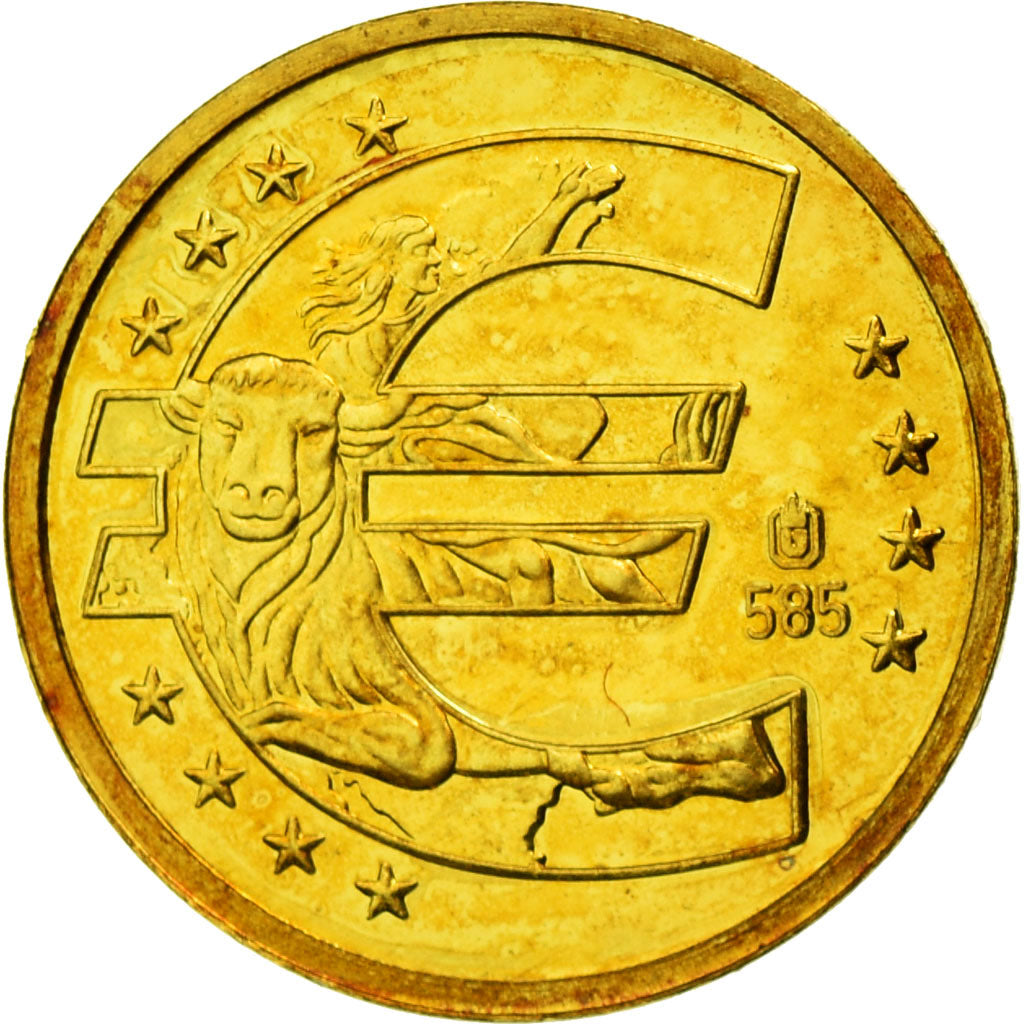 Vatican, Medal, 10 ans de l'Euro, 2009, MS(65-70), Gold