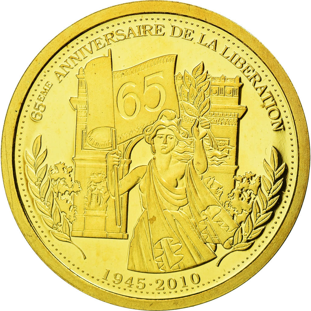 France, Medal, 65ème Anniversaire de la Libération, 2010, MS(65-70), Gold