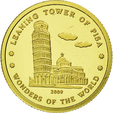 Italie, Médaille, Tour de Pise, 10 Won, 2009, FDC, Or