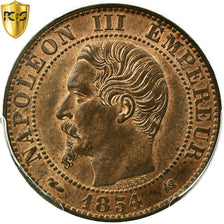 France, Napoleon III, 5 Centimes, 1854, Bordeaux, Bronze, PCGS, MS(64)