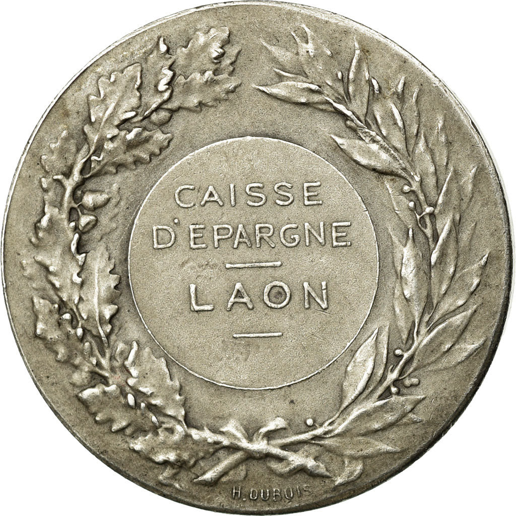 France, Medal, Caisse d'Epargne de Laon, Lagrange, AU(55-58), Silver