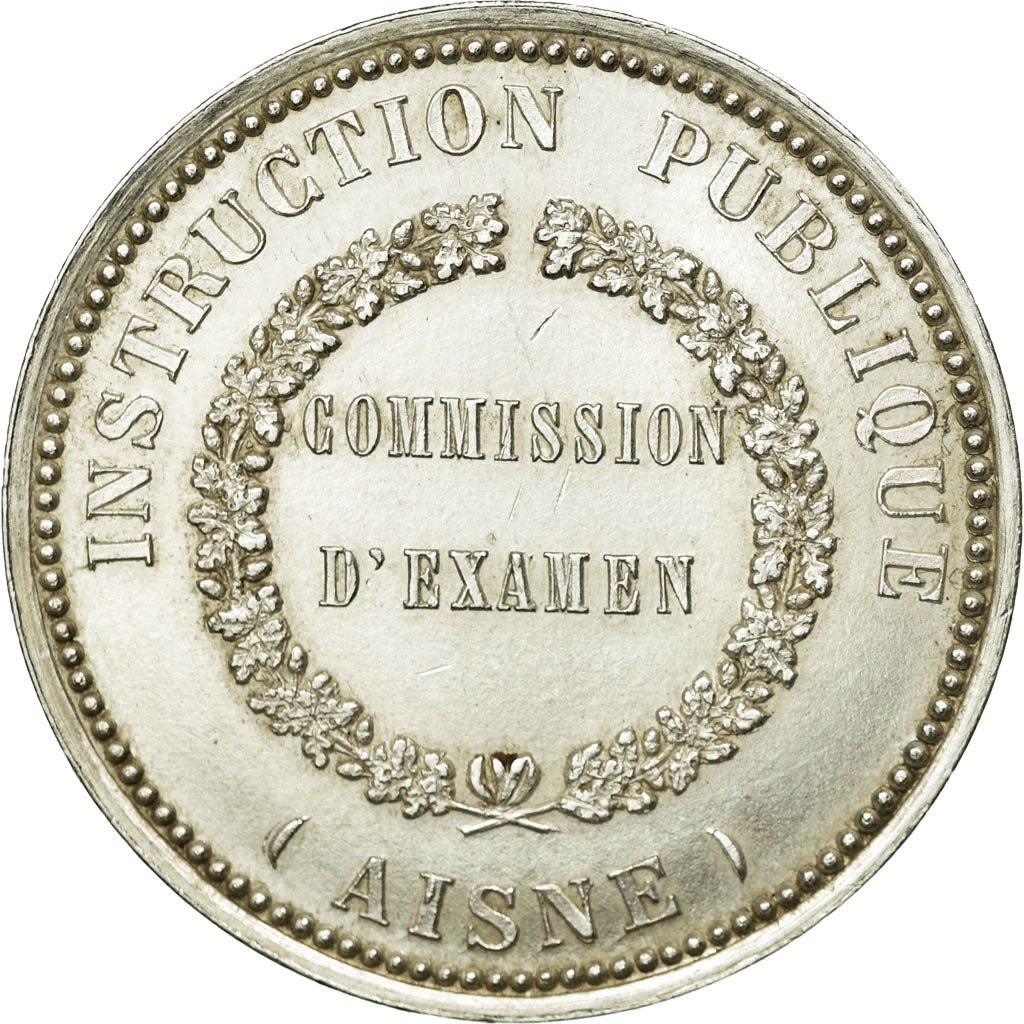 France, Medal, Instruction Publique, Commission d'Examen, Aisne, Barre