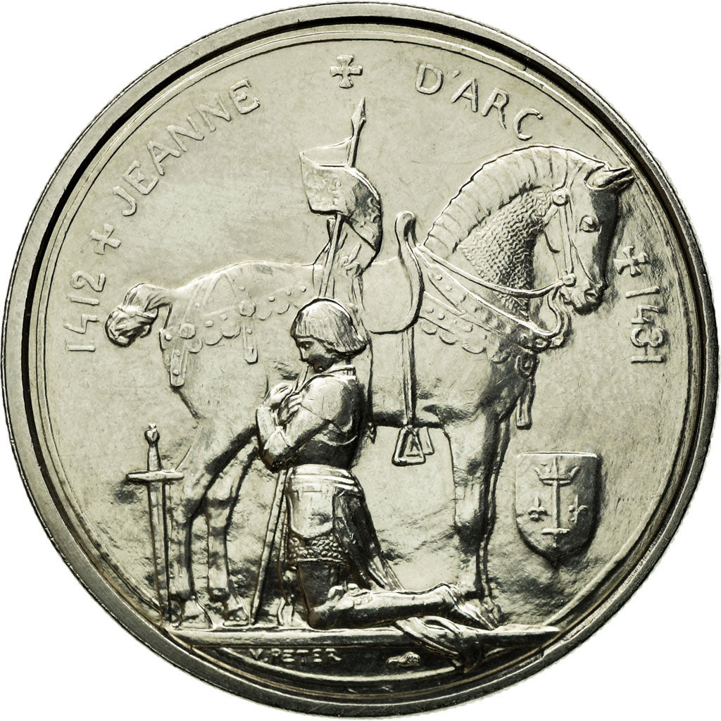 France, Medal, Jeanne d'Arc, History, V. Peter, MS(64), Copper-nickel