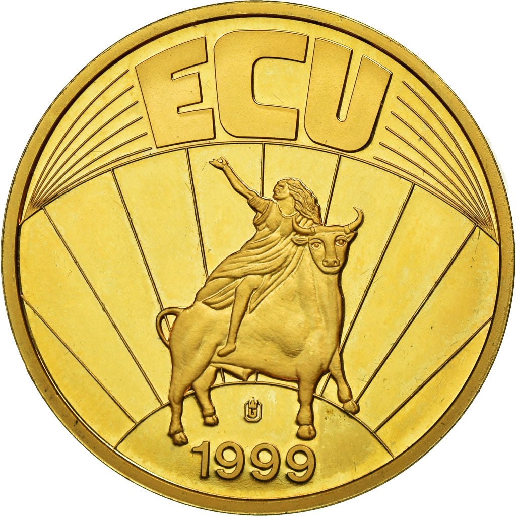 France, Medal, Ecu Europa, 1999, MS(65-70), Copper Gilt