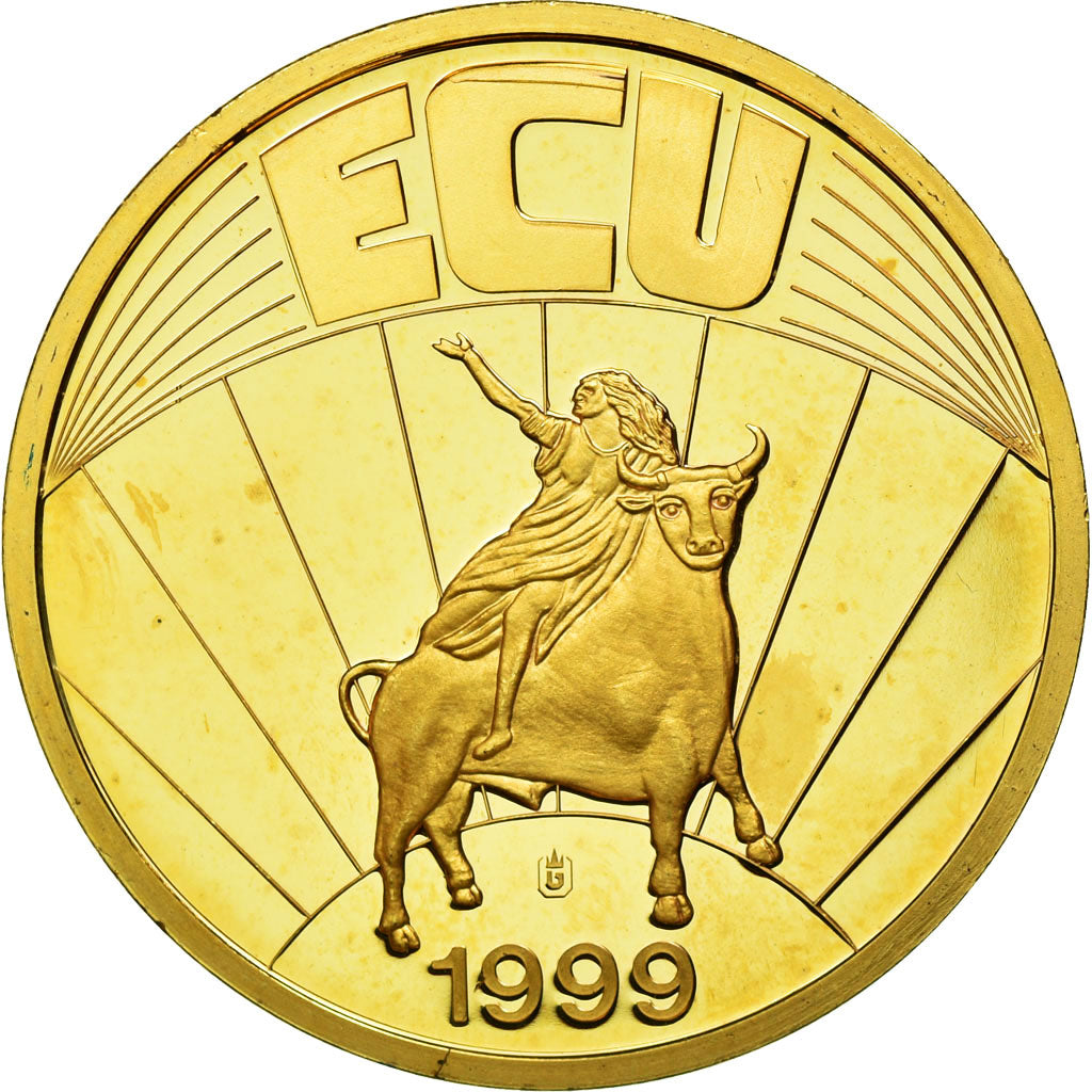 France, Medal, Ecu Europa, 1999, MS(65-70), Copper Gilt