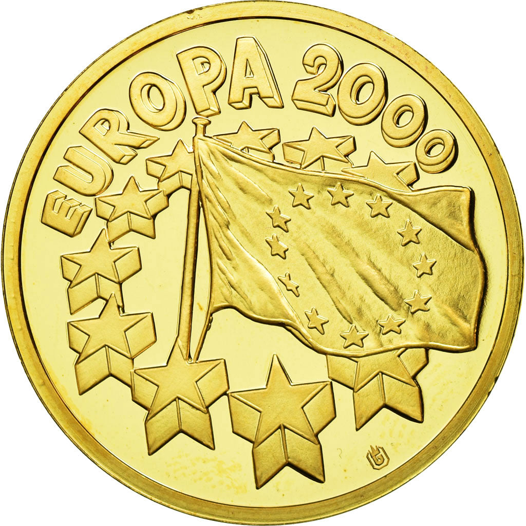 France, Medal, Ecu Europa, 2000, MS(65-70), Copper Gilt
