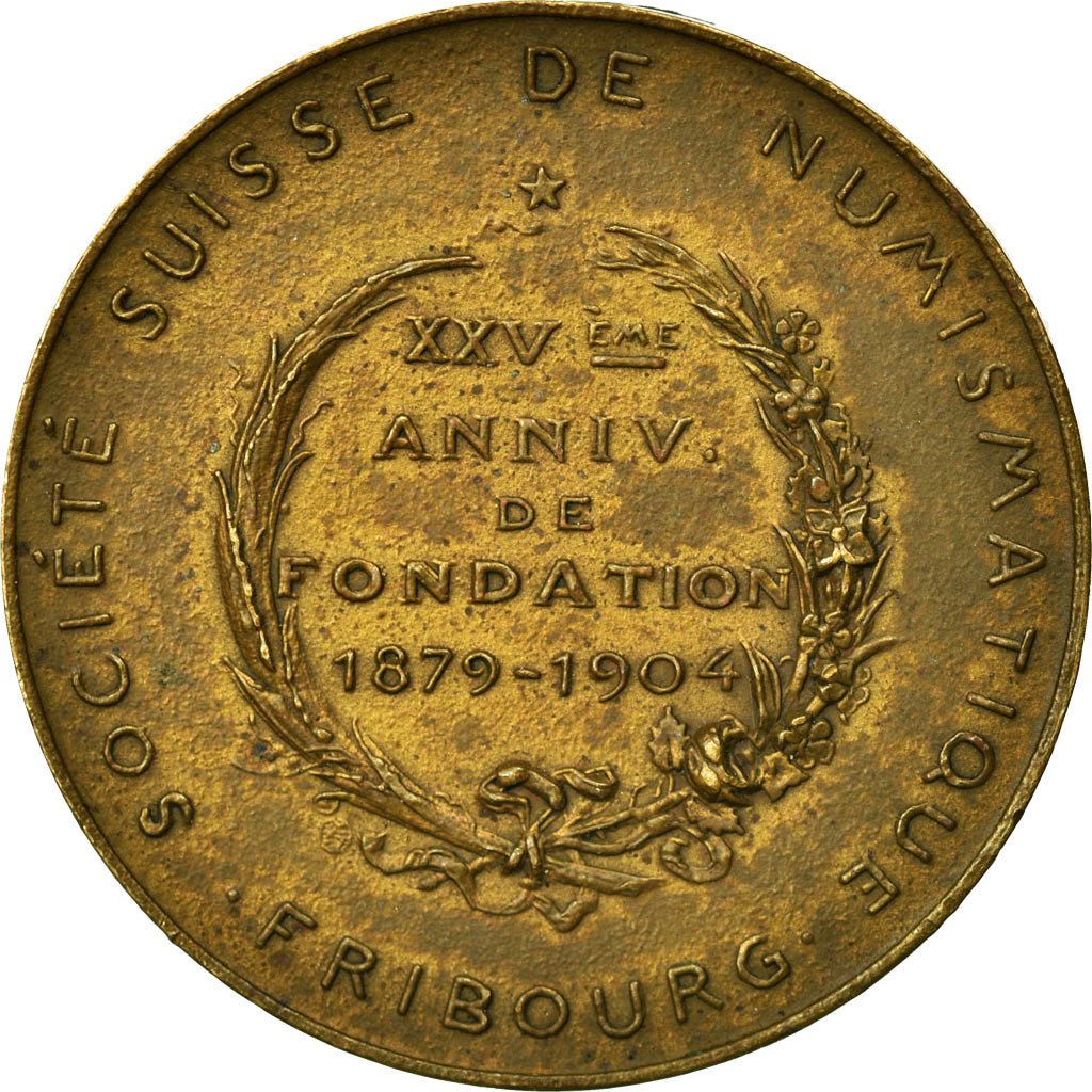 Schweiz, Medaille, Société Suisse de Numismatique, Fribourg, 1904, Kauffmann
