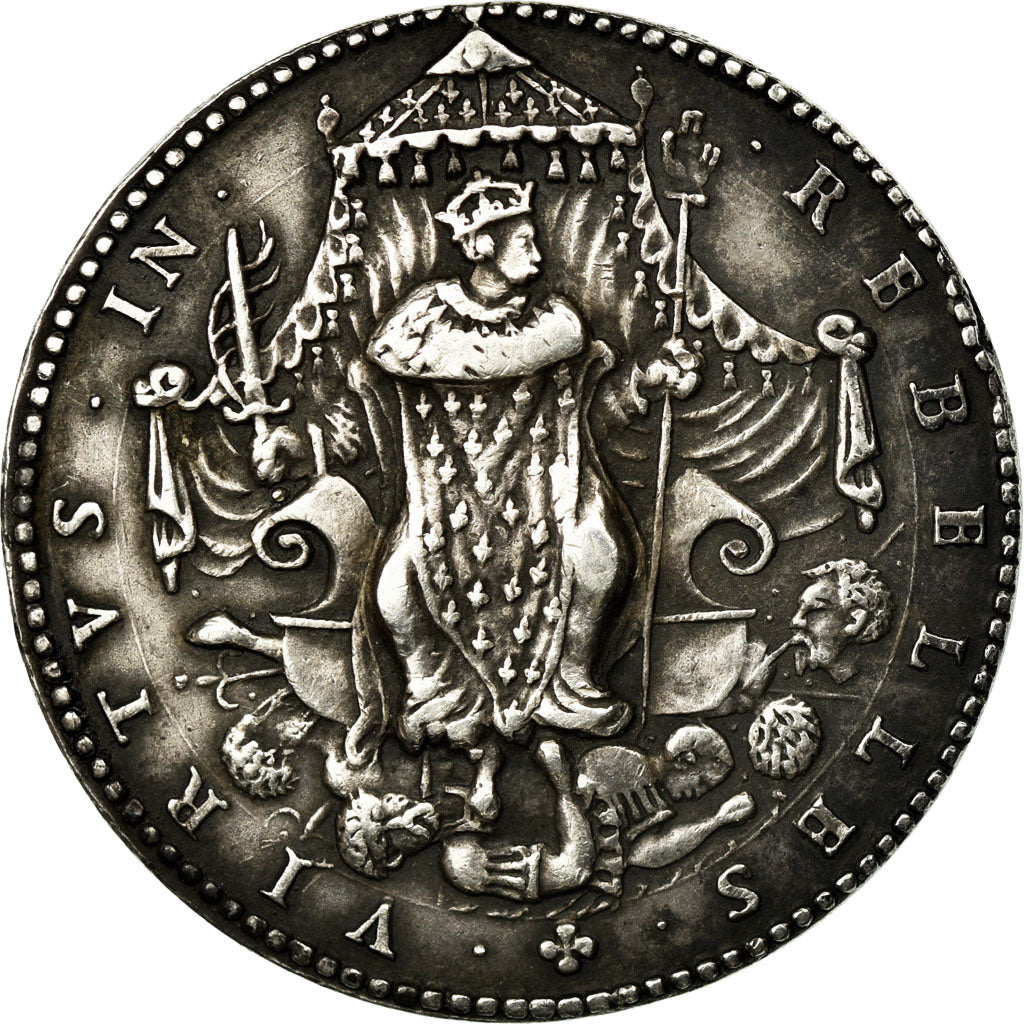 France, Médaille, Charles IX, Guerres de Religion, Huguenots, 1572, SUP, Argent