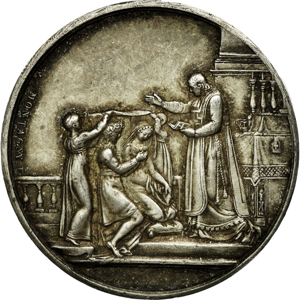Francia, medalla, Religion, Mariage, Attribuée, 1848, Montagny, MBC+, Plata
