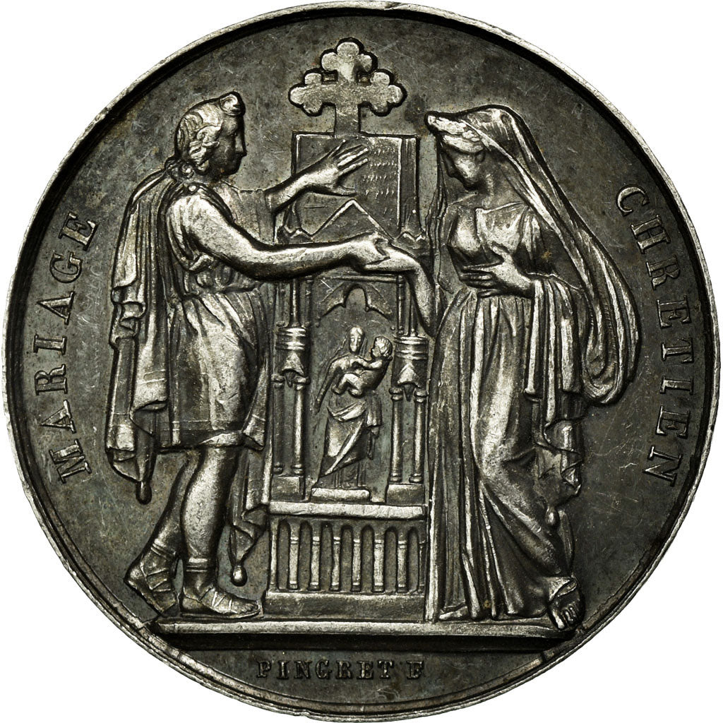 Frankreich, Medaille, Religion, Mariage Chrétien, Pingret, VZ, Silber