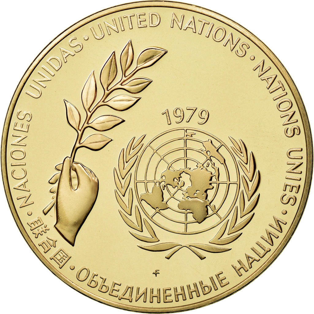 France, Medal, Les Nations Unies, La Paix, 1979, MS(65-70), Copper-nickel