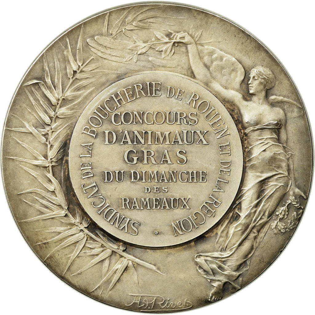 France, Medal, Syndicat de la Boucherie de Rouen, Rivet, MS(60-62), Silvered