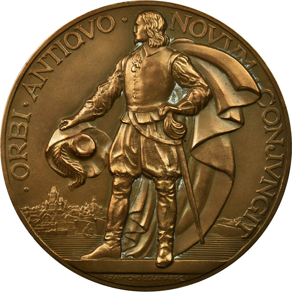France, Medal, Compagnie Générale Transatlantique, Champlain, 1932, Delamarre