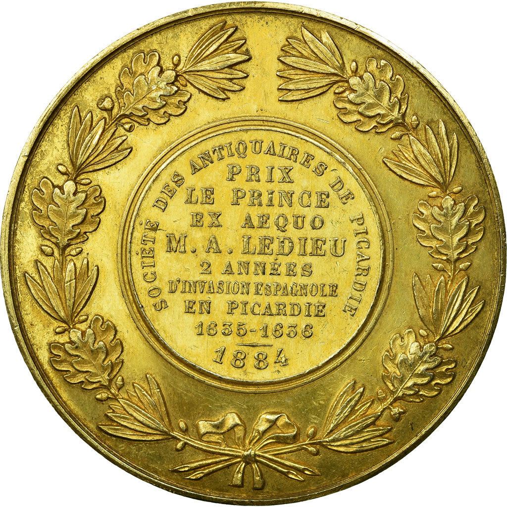 France, Medal, Société des Antiquaires de Picardie, Concours d'Histoire, 1884