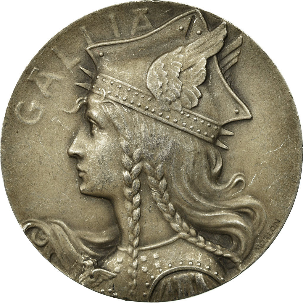 France, Medal, Gallia, Femme Casquée, Morlon, AU(50-53), Silvered bronze
