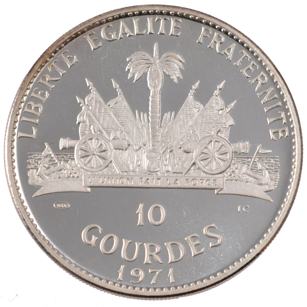 Haiti, 10 Gourdes, 1971, SPL, Argento, KM:79