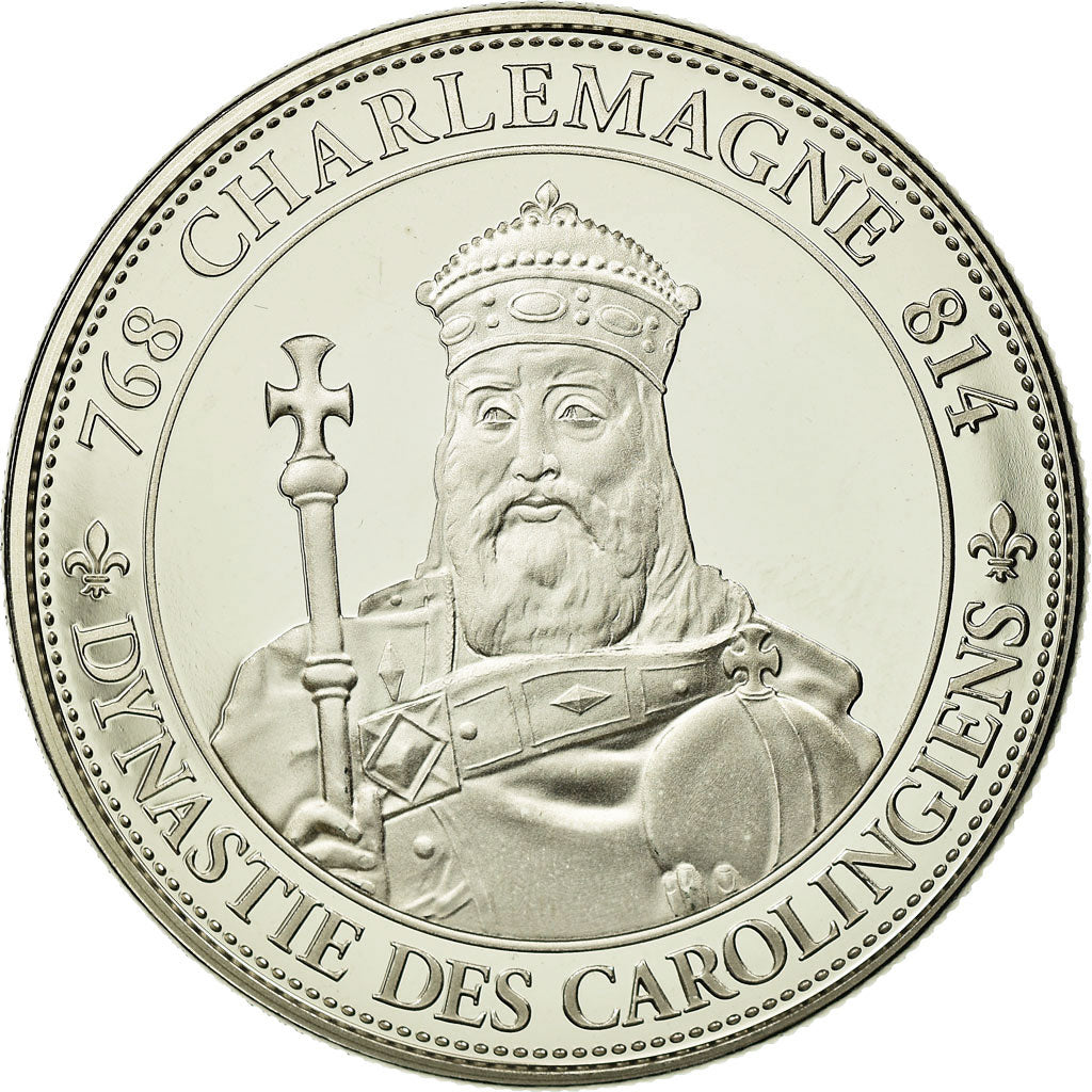 Francia, medaglia, Les Rois de France, Charlemagne, FDC, Rame-nichel