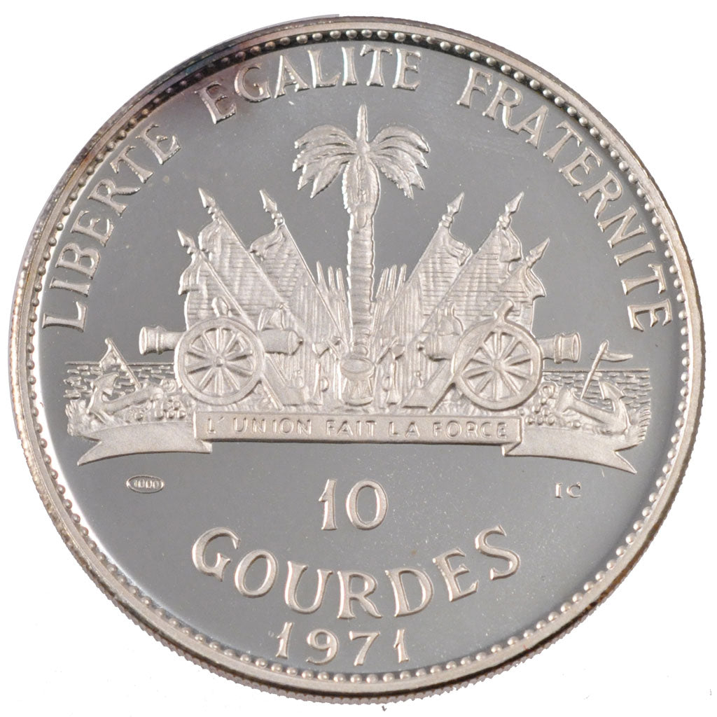 HAITI, 10 Gourdes, 1971, KM #81, MS(63), Silver, 40, 46.78