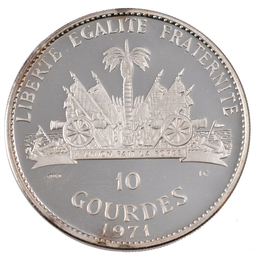 HAITI, 10 Gourdes, 1971, KM #82, MS(63), Silver, 40, 46.93