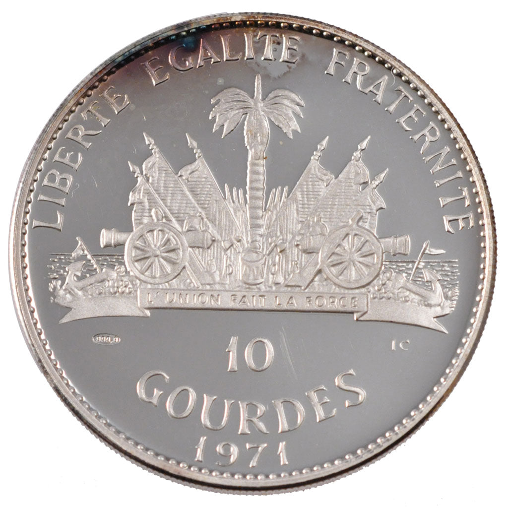 HAITI, 10 Gourdes, 1971, KM #84, MS(63), Silver, 40, 46.84