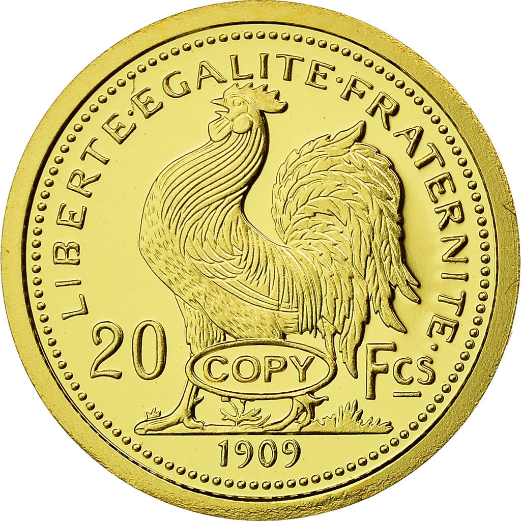 France, Medal, Réplique 20 Francs 1909, MS(65-70), Gold