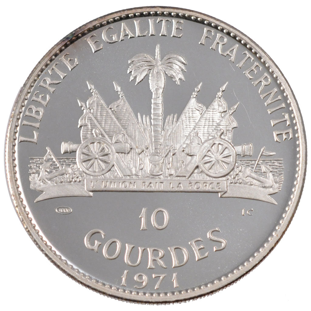 HAITI, 10 Gourdes, 1971, KM #85, MS(63), Silver, 40, 46.96