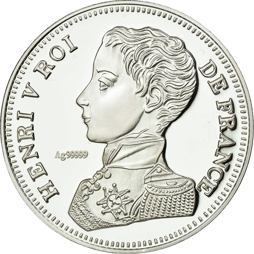 France, Medal, Reproduction de la 5 Francs Henri V 1831, MS(65-70), Silver