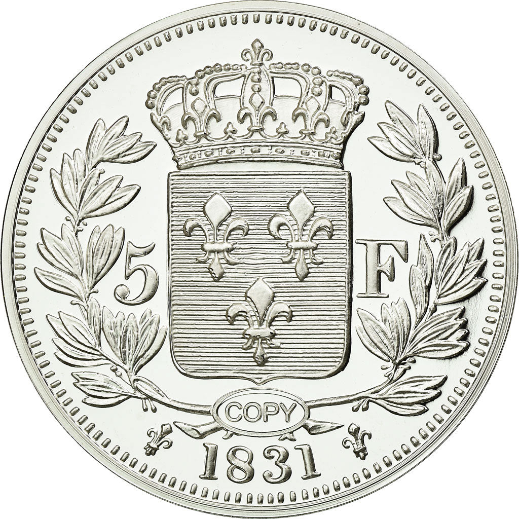 France, Medal, Reproduction de la 5 Francs Henri V 1831, MS(65-70), Silver