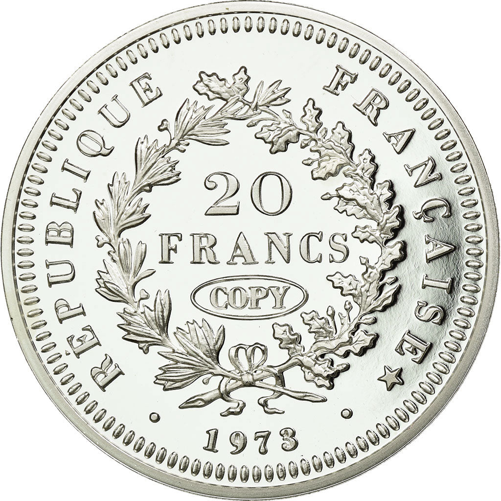 France, Medal, Reproduction de la 20 Francs Hercule 1973, MS(65-70), Silver